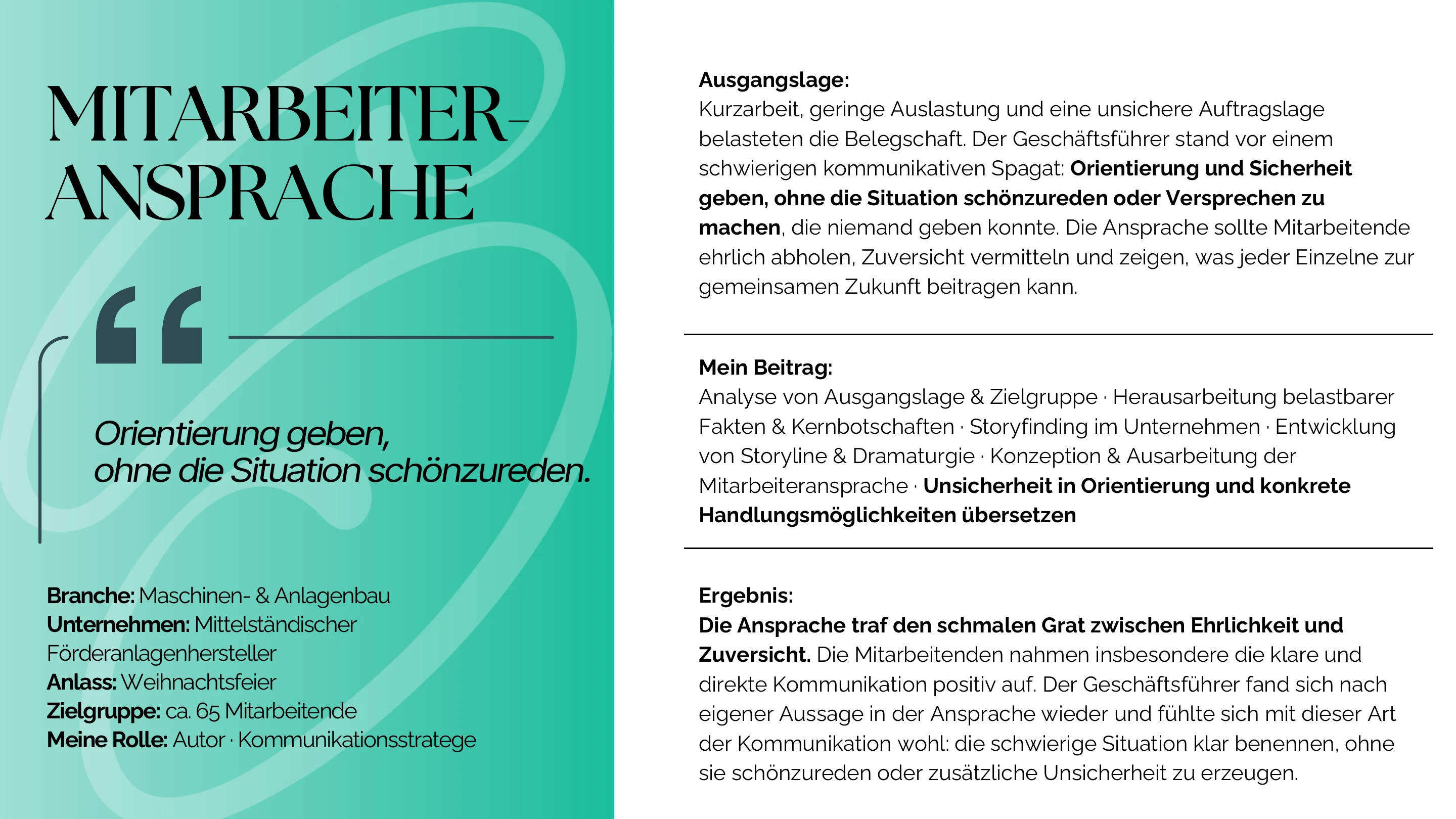 Arbeit 03: Mitarbeiteransprache
